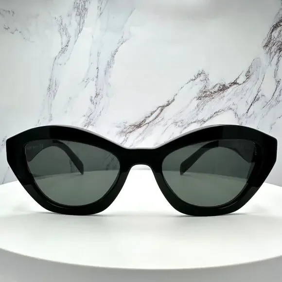 New PRADA Sunglasses Black Butterfly Cat Eye Logo Symbole Logo New - Picture 2 of 16